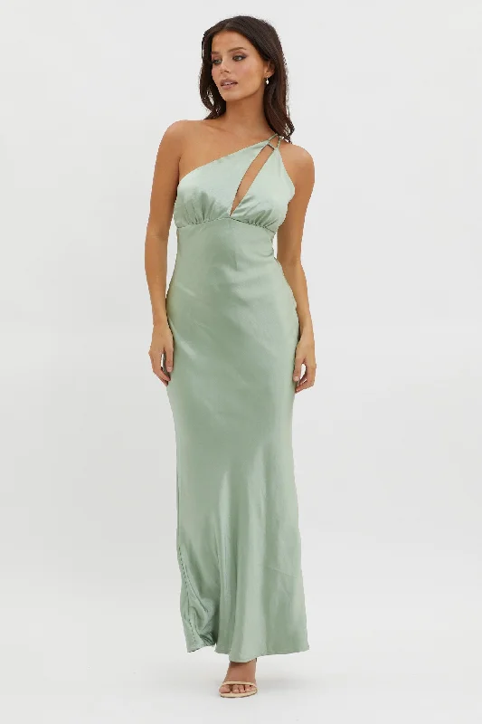 Must-Have Deals Think Of Me One-Shoulder Satin Dress Mint