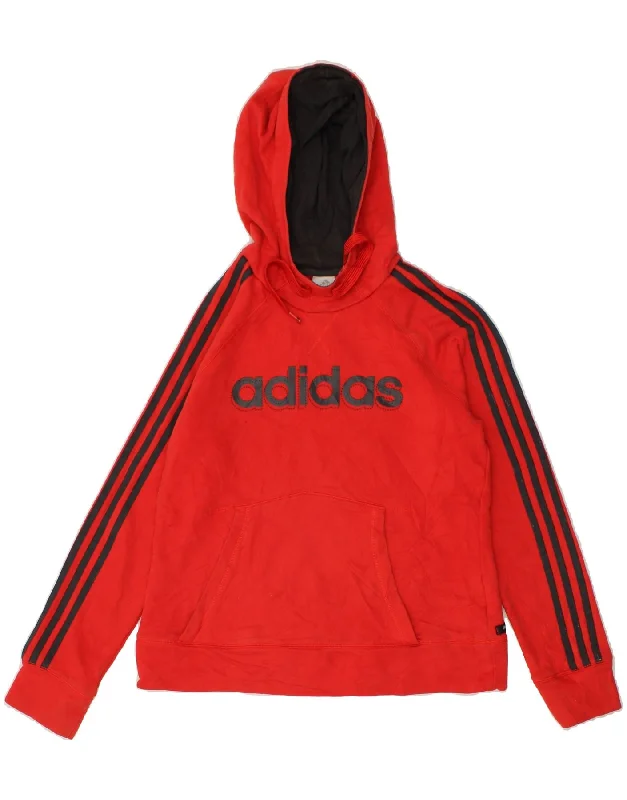Amazing Deals ADIDAS Womens Graphic Hoodie Jumper UK 16 Large Red Cotton