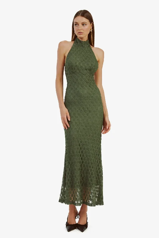 Final Markdown Adoni Ola Lace Midi Dress - Khaki