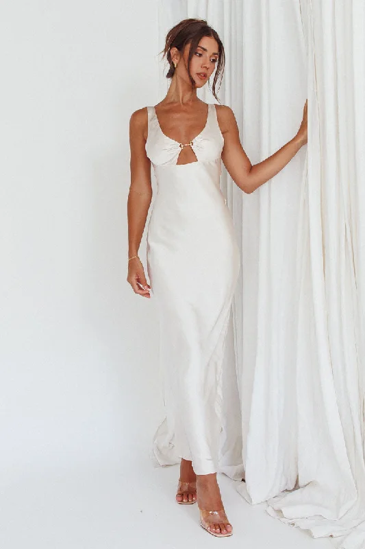 Closeout Blushing Beauty Horsebit Accent Maxi Dress Champagne