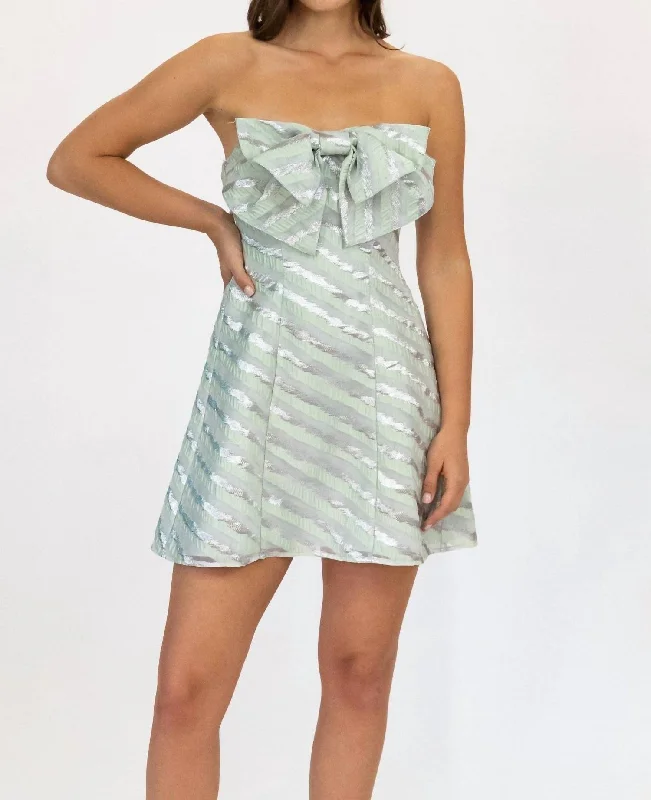 Extra Discounts Bow-Tie Tube Dress in Green/Silver