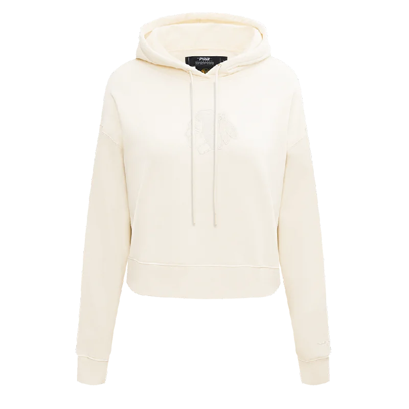 Amazing Deals NHL CHICAGO BLACKHAWKS NEUTRAL WOMEN'S CROPPED PO HOODIE (EGGSHELL)