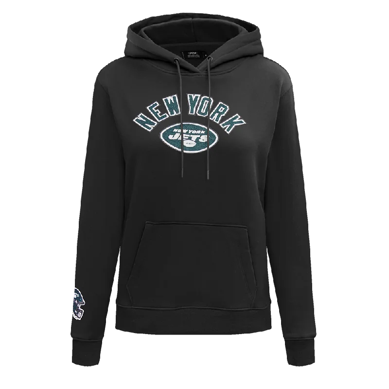 Super Sale NFL NEW YORK JETS CLASSIC CROPPED WOMEN'S PO HOODIE (BLACK)