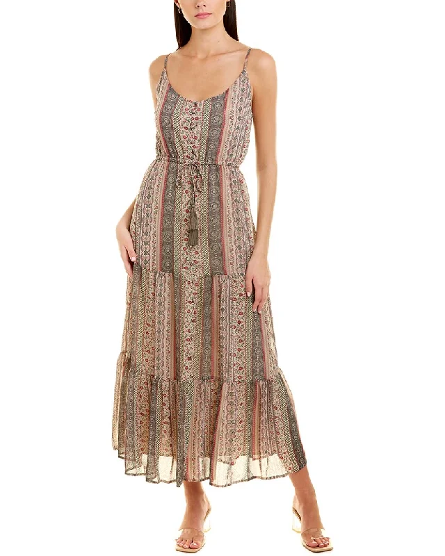 Savings Alert Dress Forum Gypsy Dance Tiered Button Down Maxi Dr