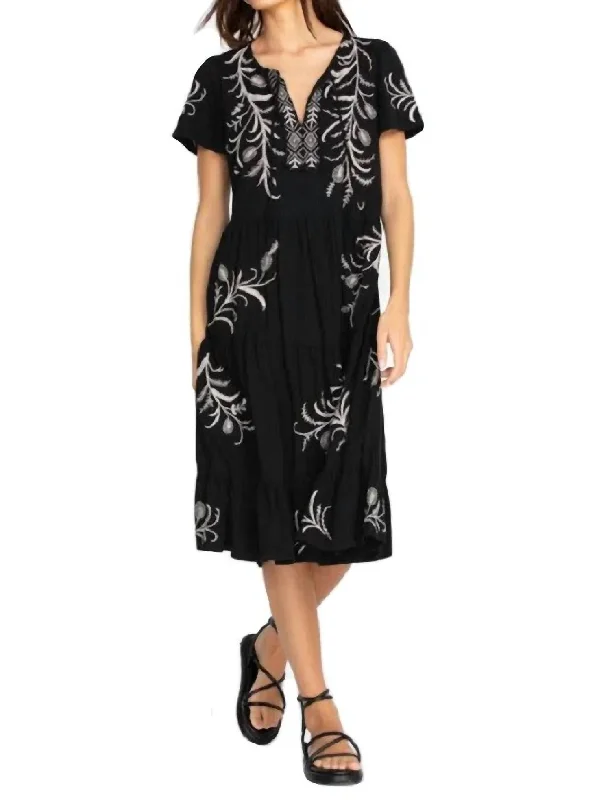 Price Fest Fern Tiered Knit Dress in Black
