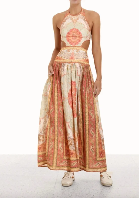 Fantastic Offers Anneke Cut Out Long Dress in Ginger Paisley