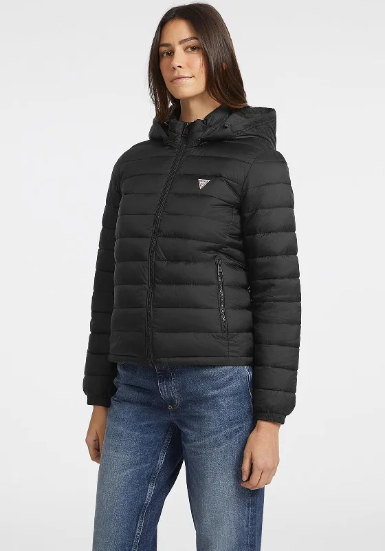 Don't Wait Guess Womens Quilted Short Jacket, Black