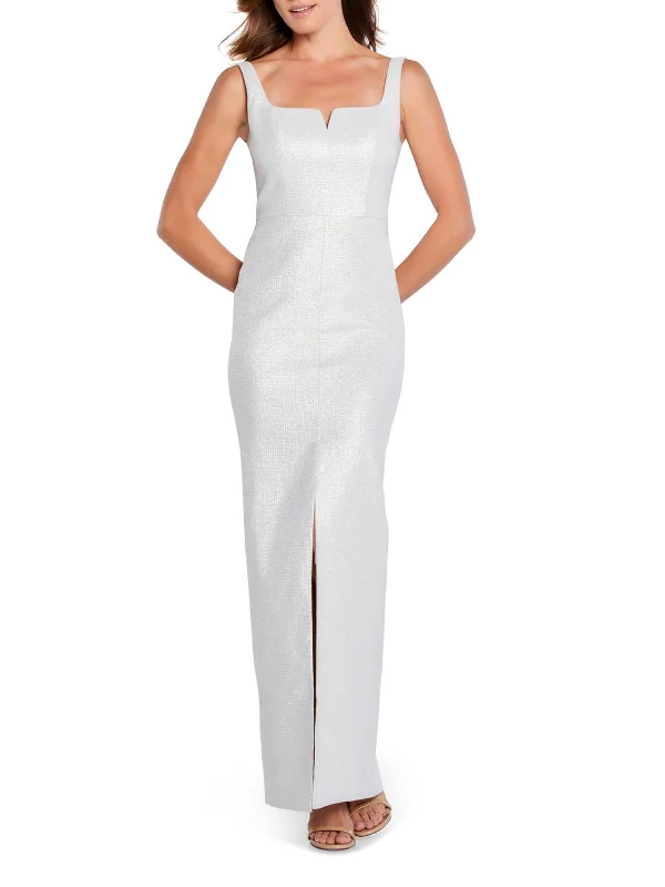 Stock Up and Save Womens Metallic Maxi Evening Dress