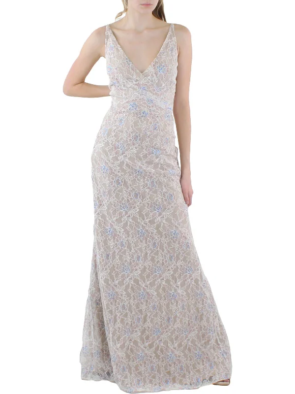 Price Rollback Helen Womens Lace Sleeveless Evening Dress