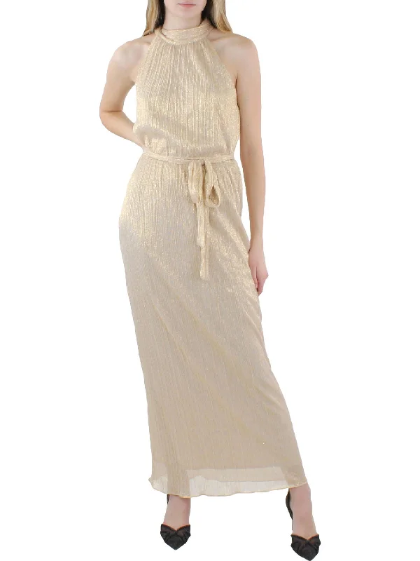 Special Savings Womens Metalllic Halter Evening Dress