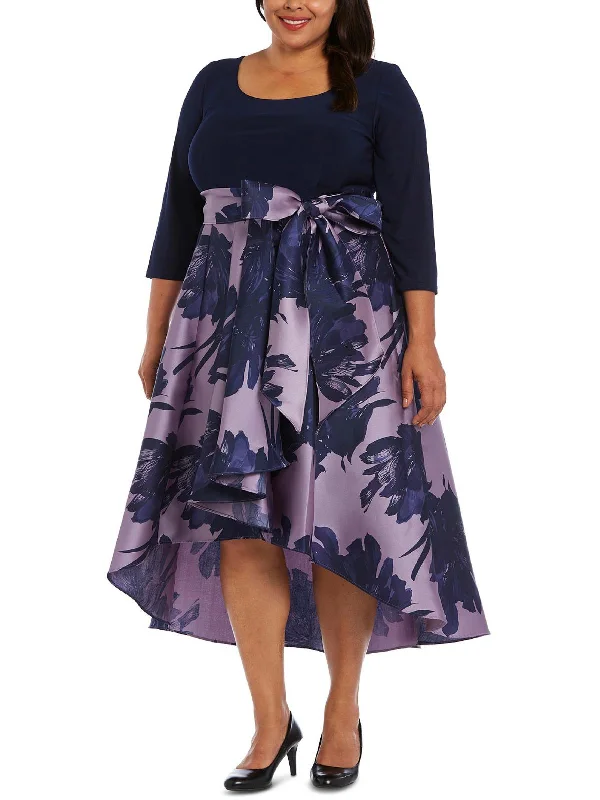 Online Exclusive Plus Womens Fit & Flare Printed Cocktail and Party Dress