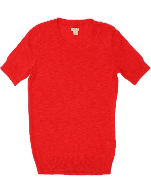 Midnight Sale J. CREW Womens Short Sleeve Crew Neck Jumper Sweater UK 10 Small Red