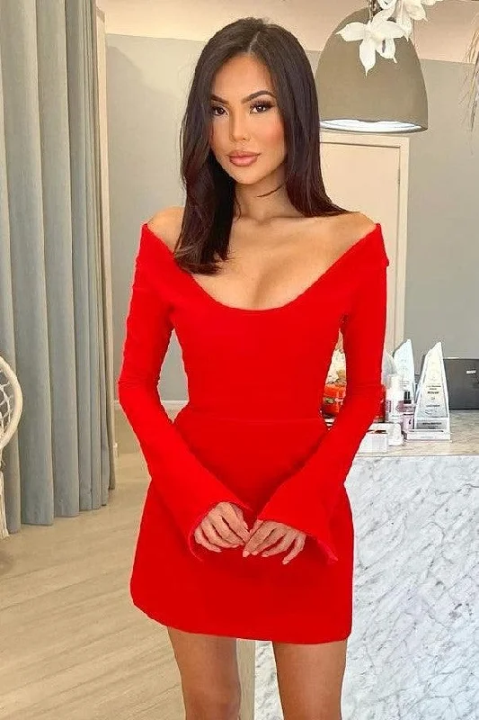 Hot Deal Vale Mini Dress - Cherry Red