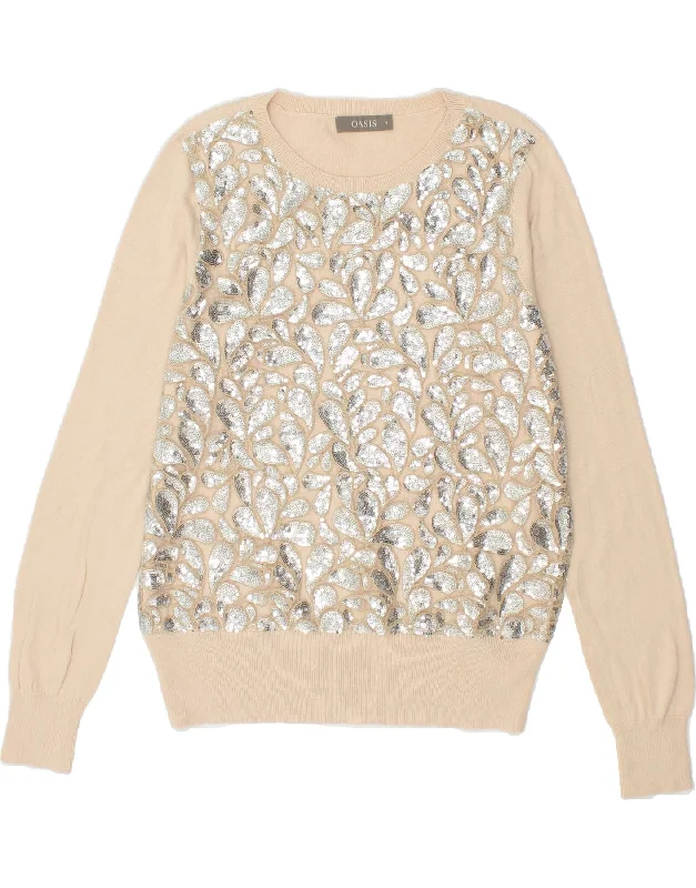 Savings Bonanza OASIS Womens Boat Neck Jumper Sweater UK 14 Medium Beige Floral Cotton Savings Bonanza OASIS Womens Boat Neck Jumper Sweater UK 14 Medium Beige Floral Cotton