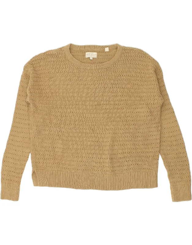Special Buy JACK WILLS Womens Oversized Boat Neck Jumper Sweater UK 10 Small Brown