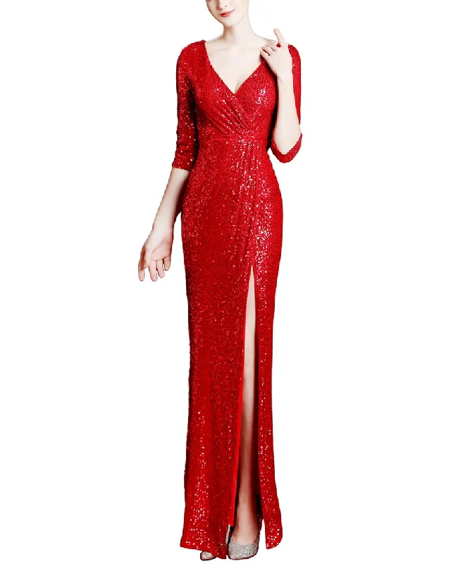 Early Access KALINNU Elbow Sleeve Maxi Dress