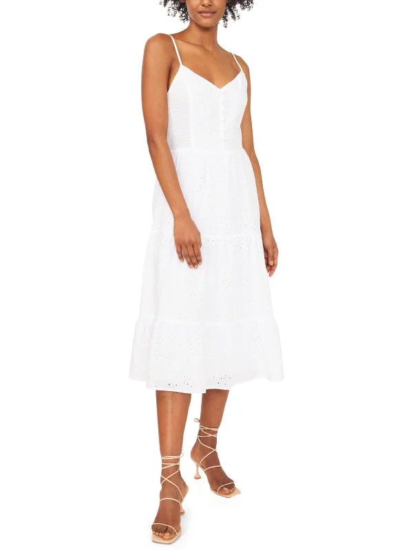 Super Savings Womens Eyelet V Neck Fit & Flare Dress