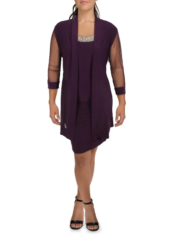 Lowest Price Plus Womens Beaded Sleeveless Jacket Dress
