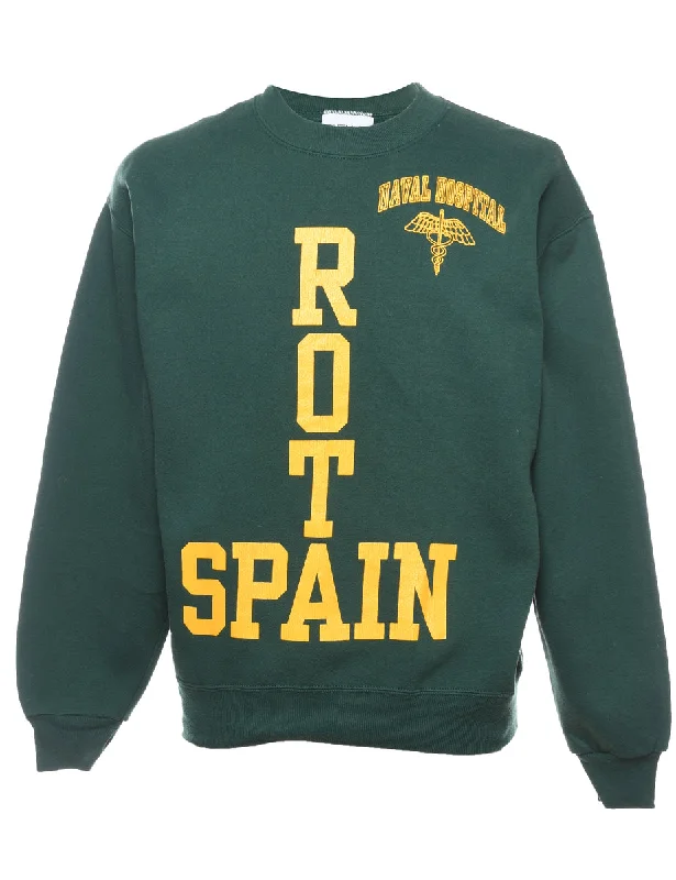 Weekend Deal Rota Spain Dark Grey & Yellow Printed Sweatshirt - M