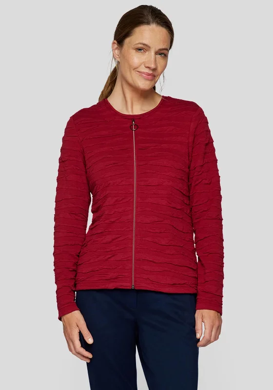 Deal Mania Rabe Textured Short Jersey Jacket, Deep Red