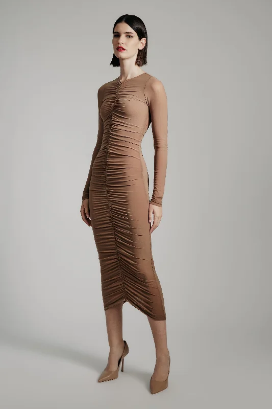 Price Rollback Jaya Mesh Maxi Dress - Tan