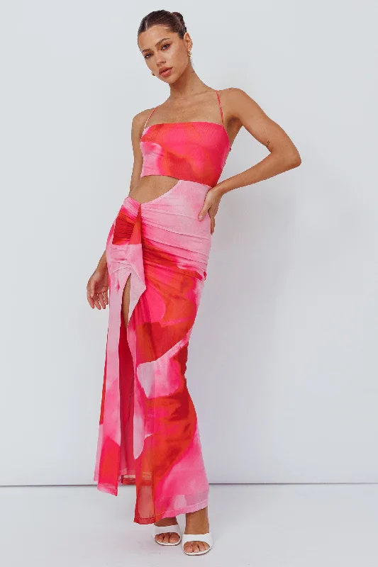 Best Seller Alejandre Cut-Out Tied Maxi Dress Print Pink
