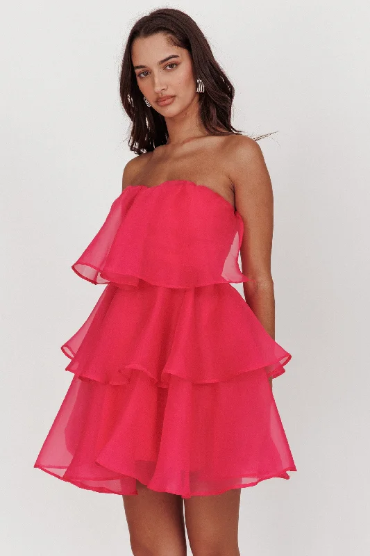 Huge Discounts Behati Tiered Layer Mini Dress Hot Pink