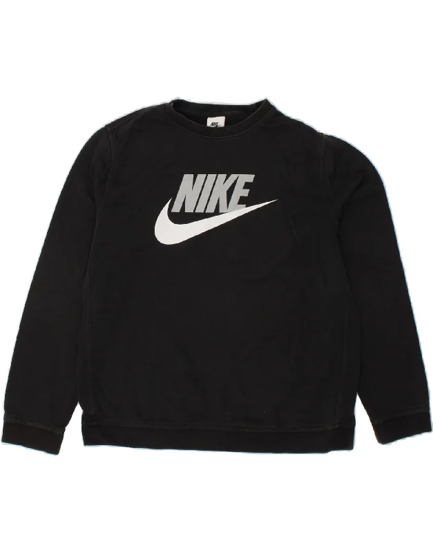 Super Deal NIKE Womens Graphic Sweatshirt Jumper UK 18 XL Black Cotton