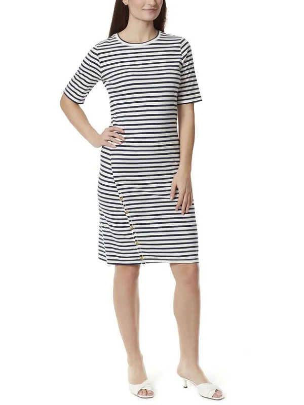 Closeout Womens Striped Midi T-Shirt Dress
