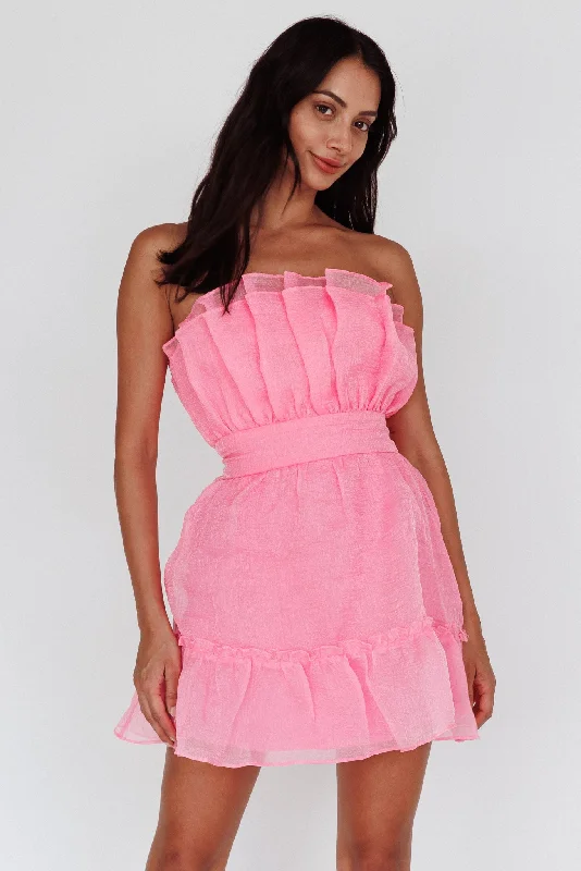 Weekend Special Marisela Strapless Frill Hem Mini Dress Peony Pink