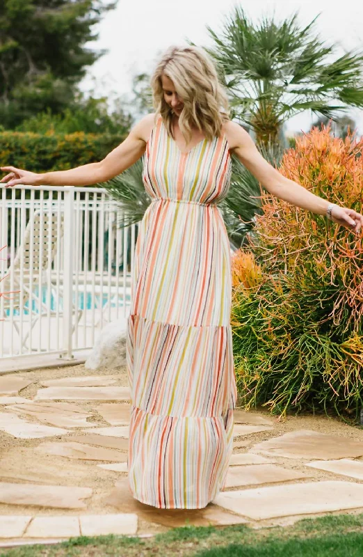 Epic Deals Maxi-Mum Impact Dress in Ivory Stripe