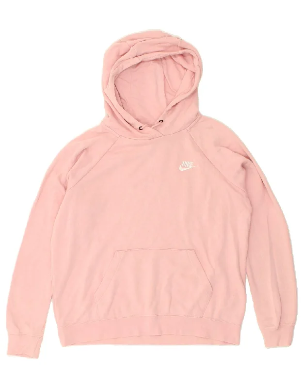 Final Clearance NIKE Womens Hoodie Jumper UK 14 Medium Pink Cotton