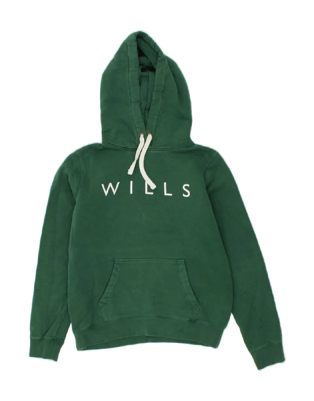 Take Advantage JACK WILLS Womens Graphic Hoodie Jumper UK 14 Large  Green Cotton