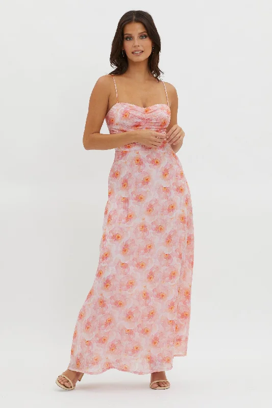 Buy Now Our Song Ruched Bodice Maxi Dress Orange