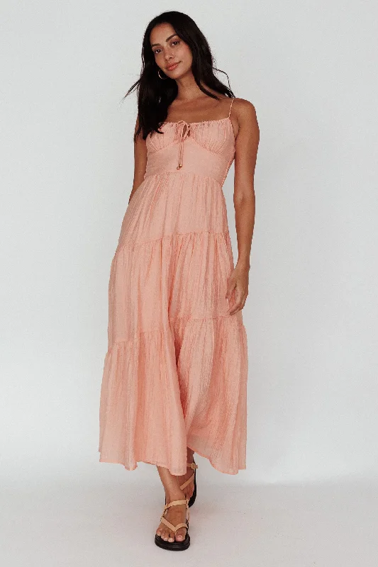 Seasonal Clearance Doe Tie Bust Maxi Dress Apricot