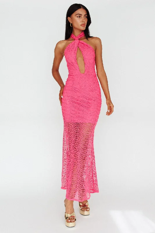 Don't Wait Costa Halterneck Midi Dress Pink