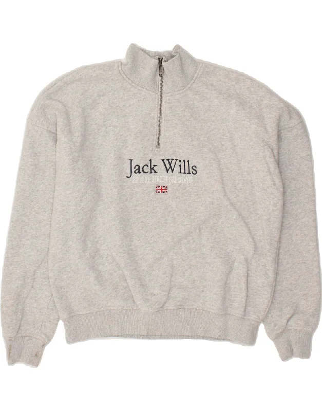 Price Fest JACK WILLS Womens Oversized Zip Neck Sweatshirt Jumper UK 6 XS Grey