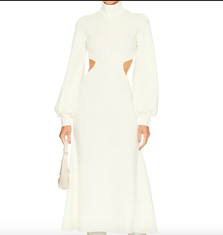 Holiday Sale Ivory Cut Out Sweater Dress in Ivory