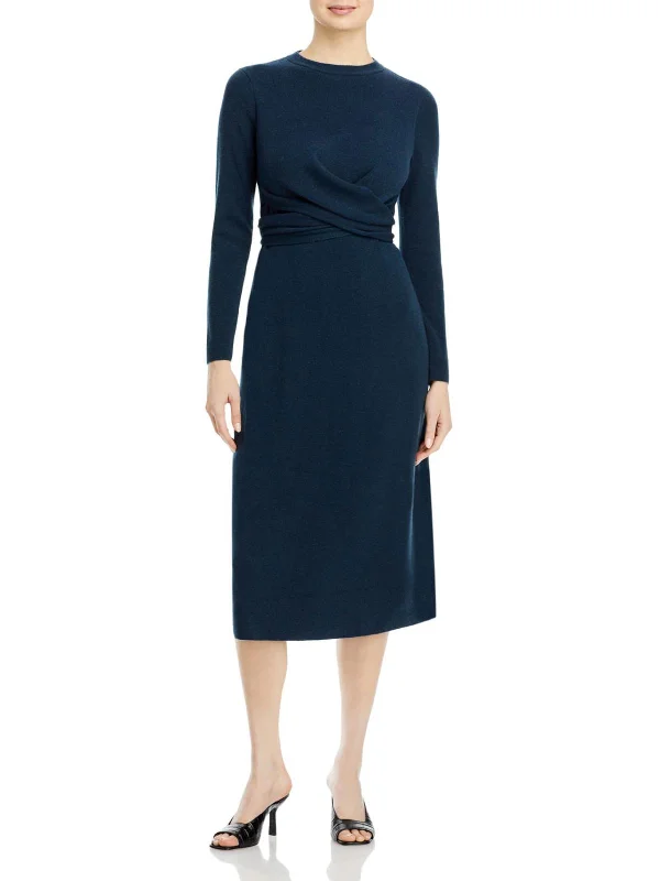 Time-Limited Offer Womens Cashmere Wrap Front Sweaterdress