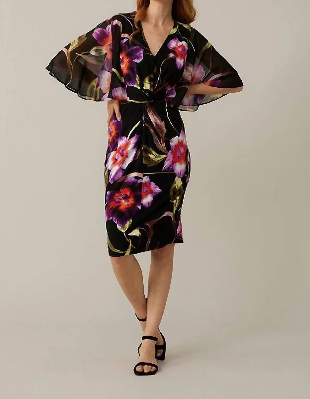 Don't Wait Floral Print Sheath In Multi
