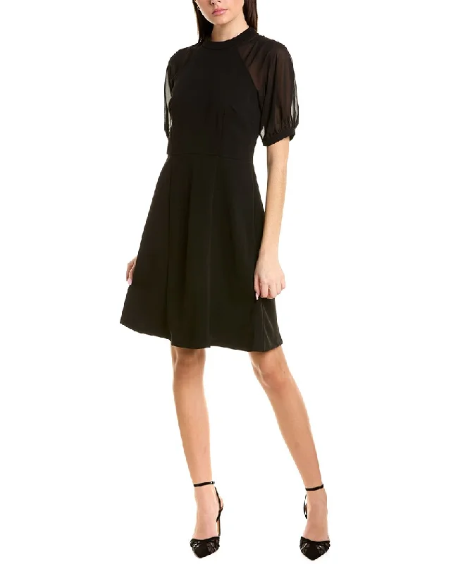Limited Stock London Times Mock Neck A-Line Dress