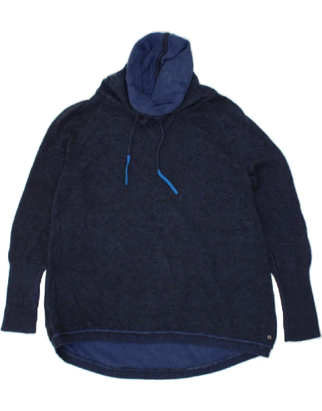 Fantastic Deals EDDIE BAUER Womens Roll Neck Jumper Sweater UK 14 Medium Navy Blue Flecked
