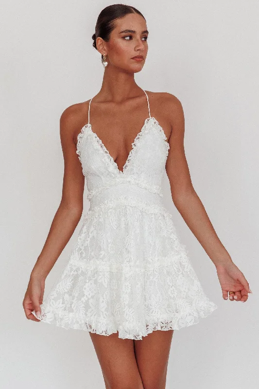 Best Bargains Laney Low Back Cami Strap Dress Lace White