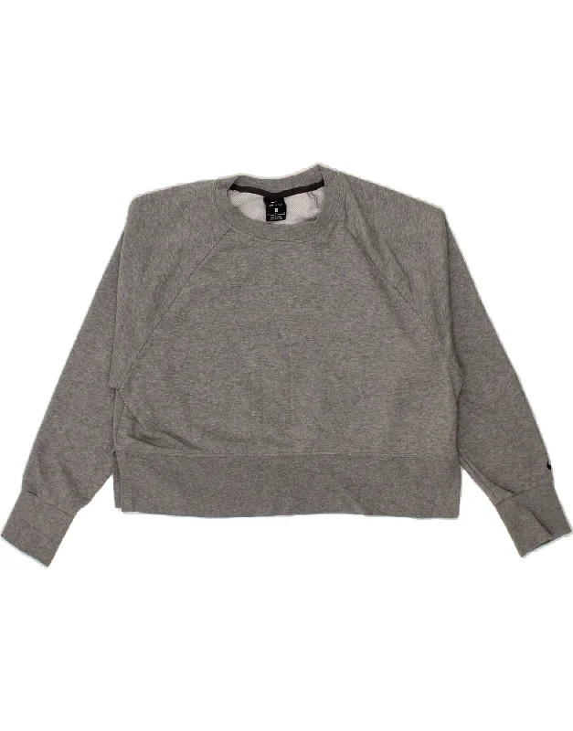 Customer Appreciation Sale NIKE Womens Dri Fit Oversized Sweatshirt Jumper UK 10 Small Grey Cotton