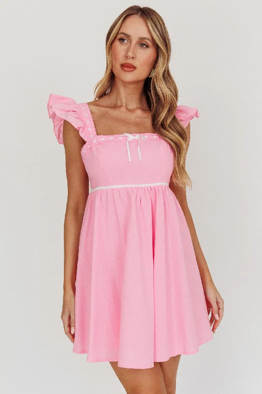Members Only Angels Harp Babydoll Mini Dress Light Pink