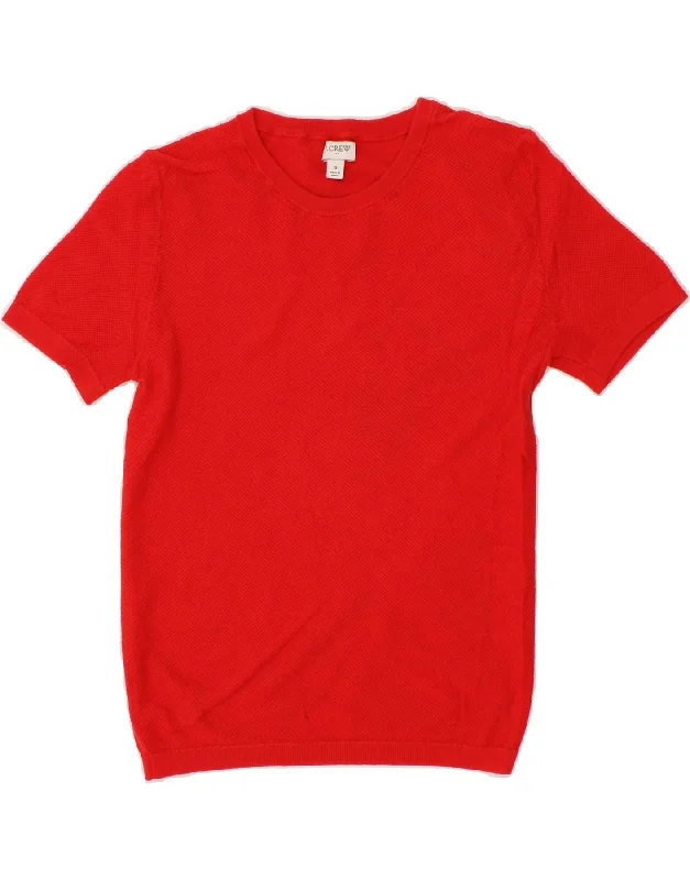 Warehouse Sale J. CREW Womens Short Sleeve Crew Neck Jumper Sweater UK 10 Small Red