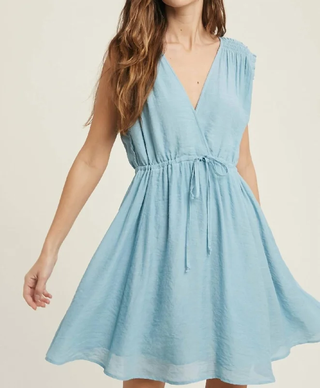 Hurry In Mini Dress In Misty Blue