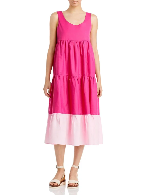 YEAR-End Clearance Womens Colorblock Sleeveless Midi Dress
