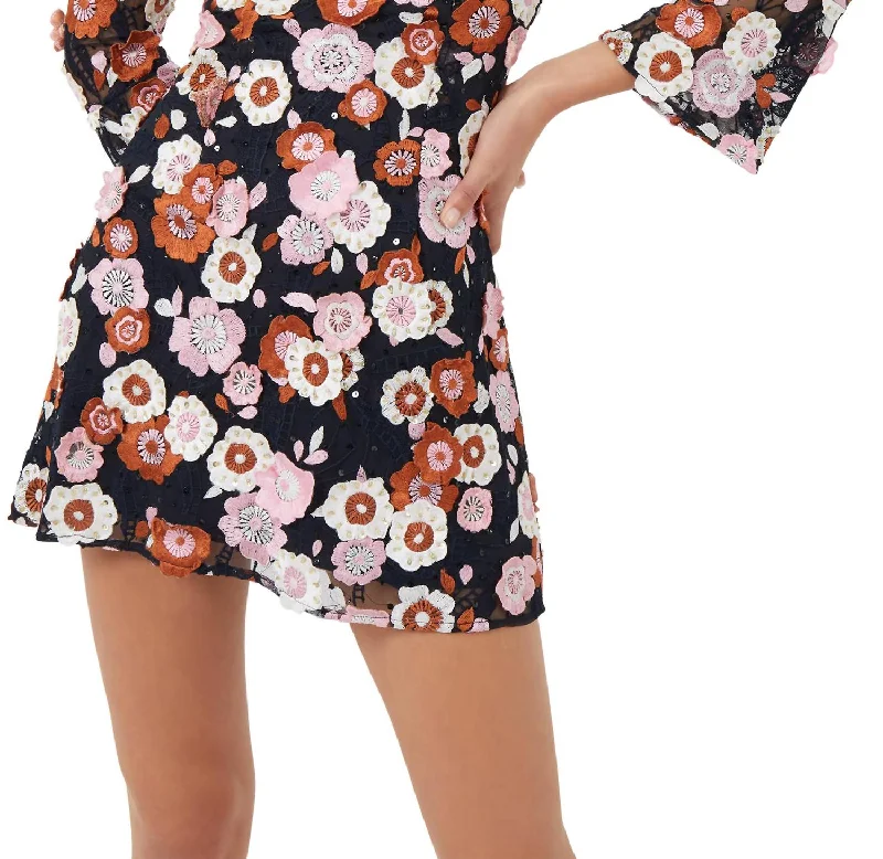 Deal Dash Astrida Aliyha Lace Embroidered Dress in Moonless Night
