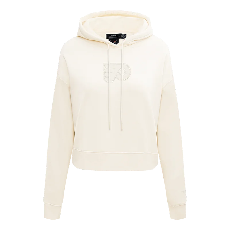 Last Chance NHL PHILADELPHIA FLYERS NEUTRAL WOMEN'S CROPPED PO HOODIE (EGGSHELL)
